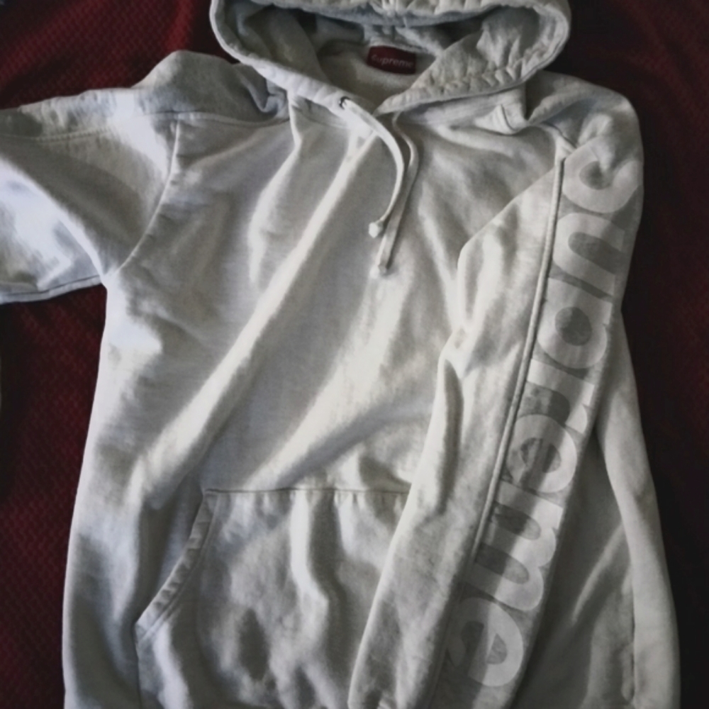 SUPREME "SIDELINE" HOODIE WHT/GREY SZ. LARGE - Picture 3 of 7